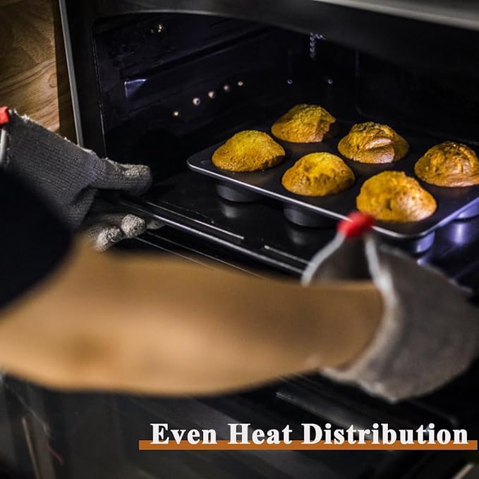 Elesinsoz 2 Pcs English Muffin Pans, 3.6 Inch Non-Stick 6 Cup Straight Side Cupcake Pan, Hamburger Bun Pan for Baking Muffin Egg Sandwich Frittata Cinnamon Roll (Lid NOT Included)
