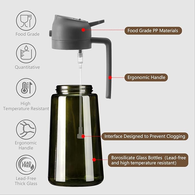 SWEET VIEW 2PCS Olive Oil Dispenser and Oil Sprayer