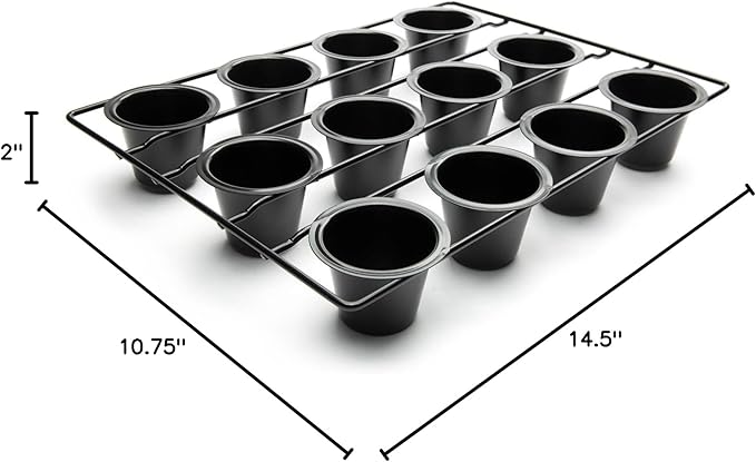 Fox Run Linking Mini Popover Pan, Carbon Steel, Nonstick, 12 Mini Cups