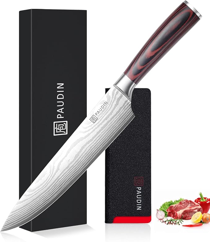 PAUDIN Chef Knife,9 Inch Kitchen Knife for Meat & Vegetables