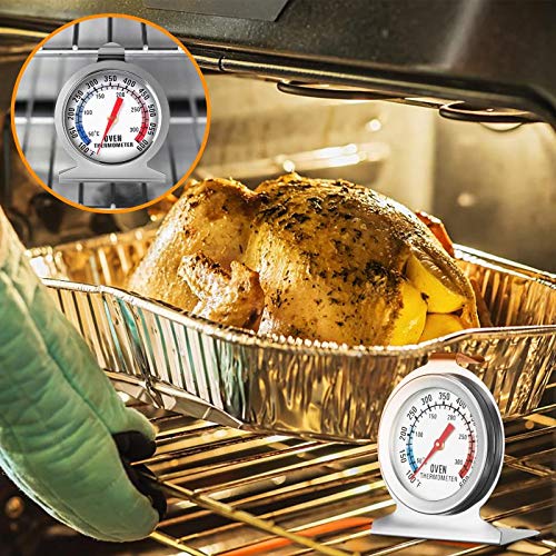 Koimsec in Oven Thermometer for Grill Smoker BBQ 50-300°C/100-600°F, Instant Read Precision Stainless Steel Electric/Gas Oven Thermometers, Analog Thermometer Gauge for Kitchen Cooking Baking
