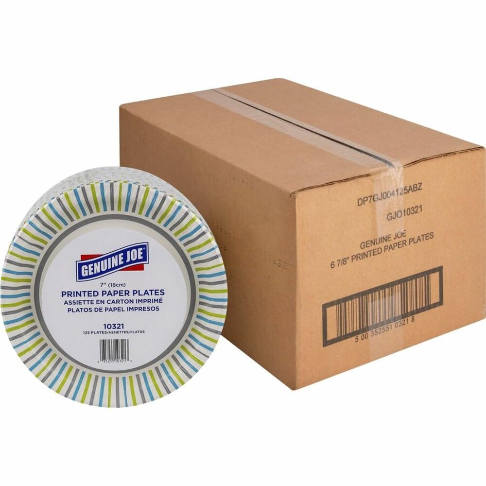 Genuine Joe Printed Paper Plates, 7" (Pack of 500)