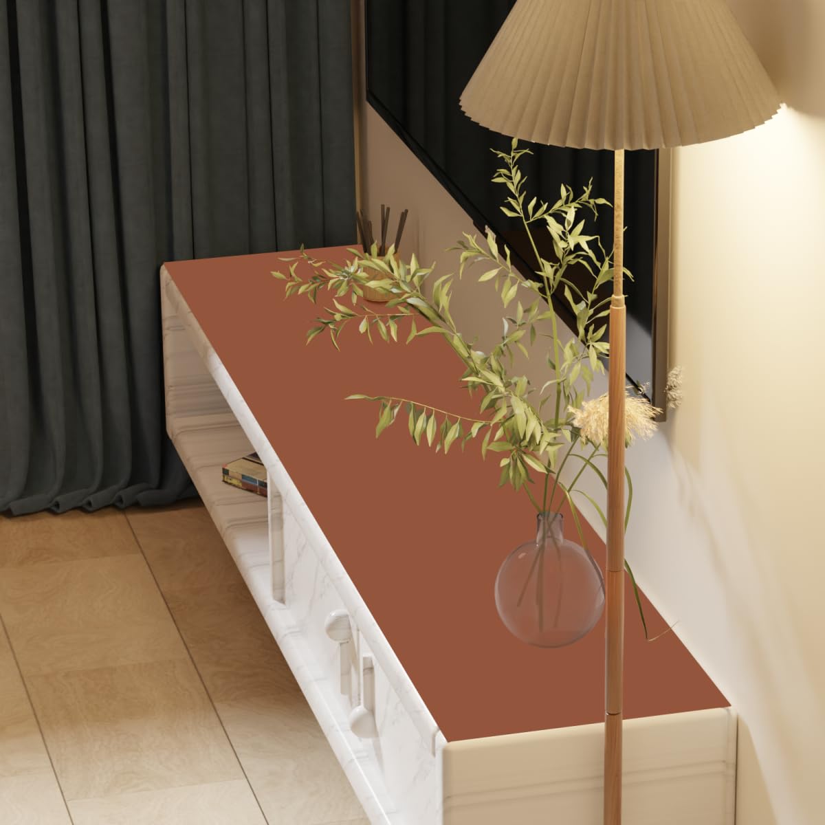 Zinkooat Leather Dresser Cover,1.8mm Thick,14x84 Inch,Dresser Protector Top.(Brown+Gray,14x84)
