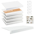 5 PCS Wire Shelf Covers PVC 24x16x3 inch for Pantry (Light Luxury White)