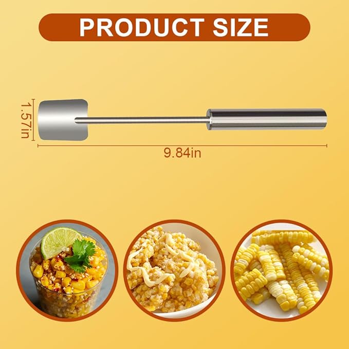 2025 New Long Handle Stainless Steel Corn Stripping Tool, Easy Clean Corn Cob Peeler Corn Peeler Tool, Corn Peeler Stainless Steel Splitter Tool Suitable for Home Kitchen (A-1Pcs)