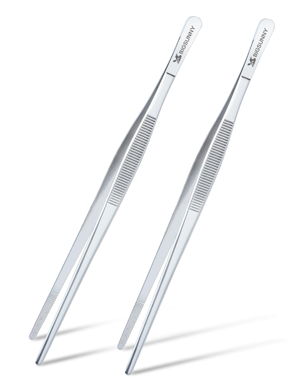 2 Pcs 8.5 Inch Kitchen Tweezers Fine Tweezer Tongs, MSY BIGSUNNY Stainless Steel Food Tweezers Multi-function Cooking Tongs Kitchen Serving Tong
