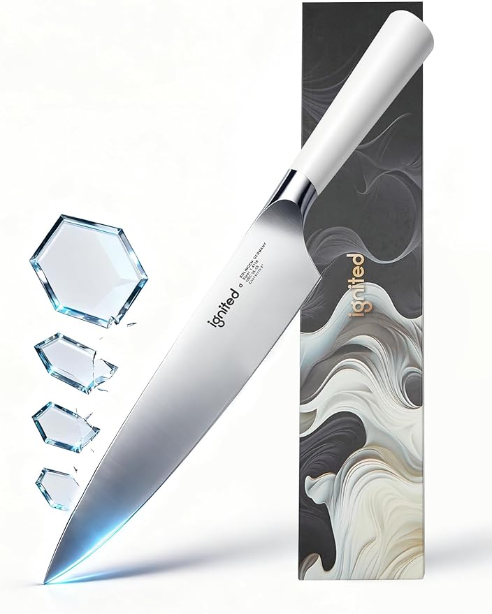 8 Inch Chef Knife – German Stainless Steel, Ivory White Handle