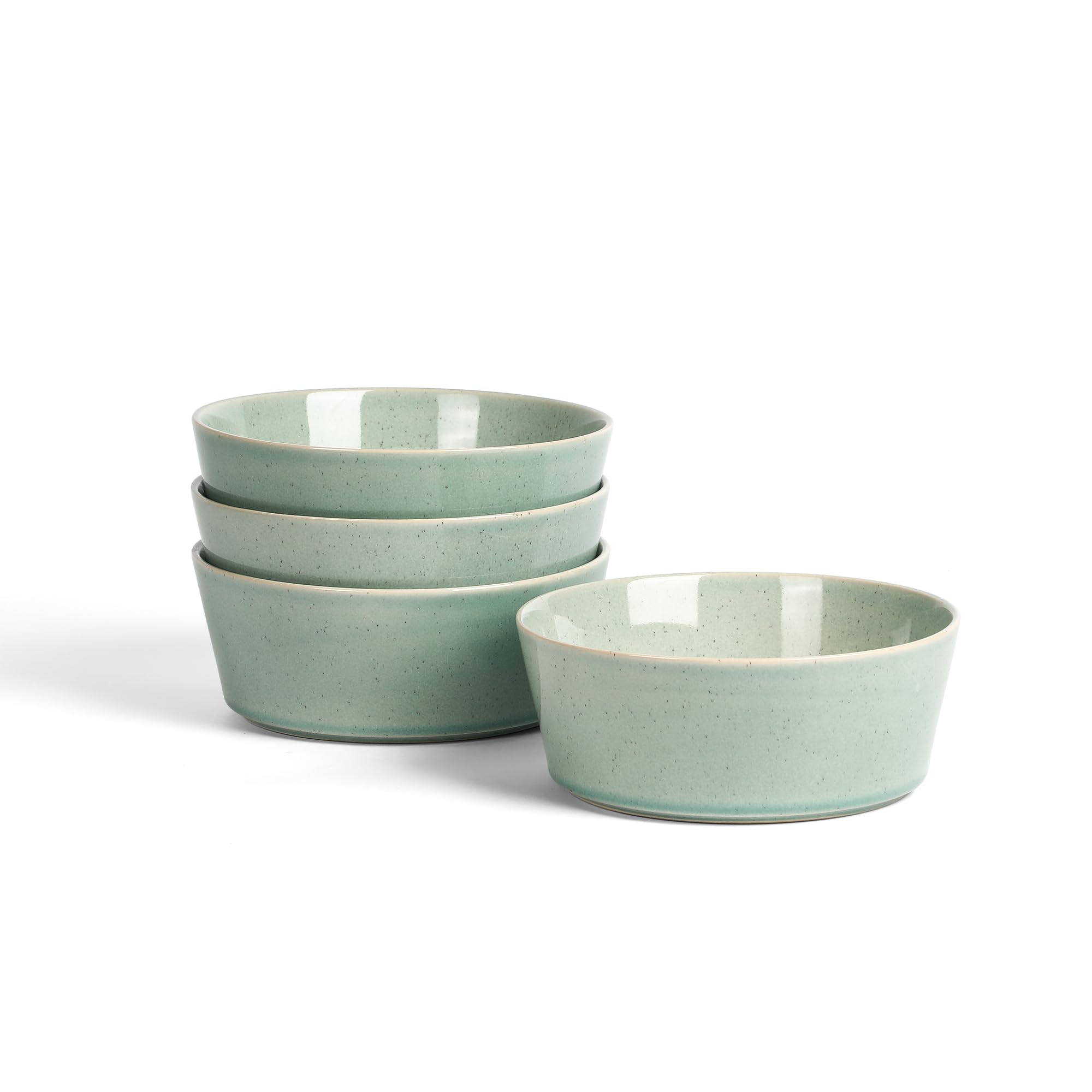 Stone Lain Claire 4-Piece Bowl Set Stoneware, Bowls, Dishwasher and Microwave Safe, Dish Set for 4, Green