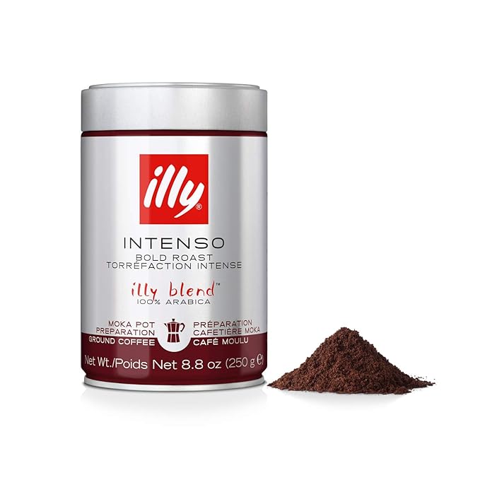 illy Ground Moka Coffee, Intenso Dark Roast, 8.8 oz
