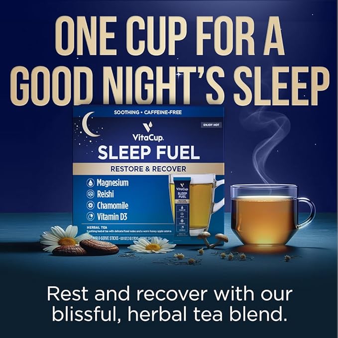 VitaCup Sleep Fuel Instant Tea Packets w/Chamomile and Magnesium, 24ct