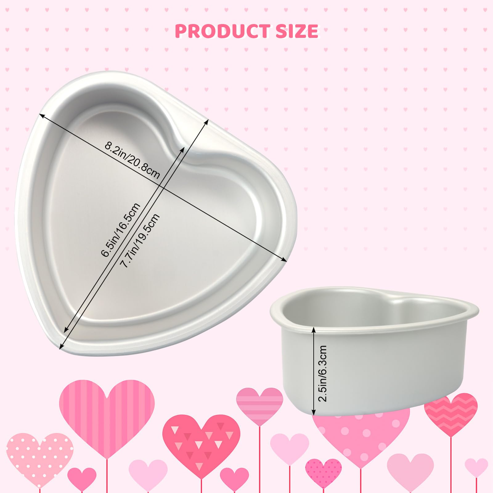 Gvhntk Heart Shaped Cake Pan 8 Inch Aluminum Cake Pans Heart Cake Tin Baking Cake Mold for Valentine's Weddings Birthday Party