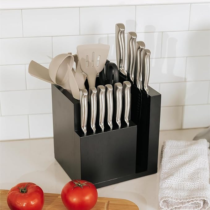 KitchenEdge Magnetic Knife Block & Utensil Holder, Black