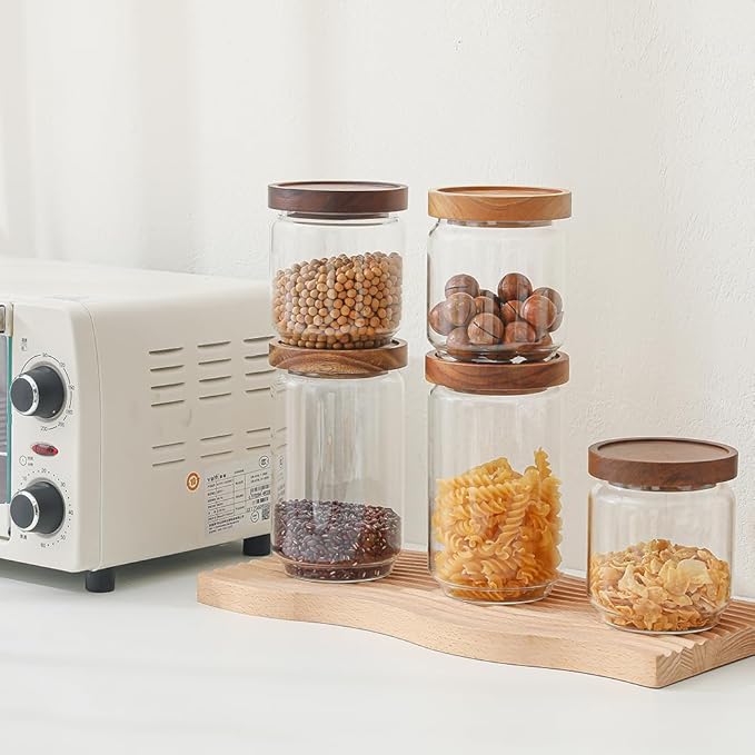 Homtop 25 OZ Glass Jars 6 Pack with 112 Labels