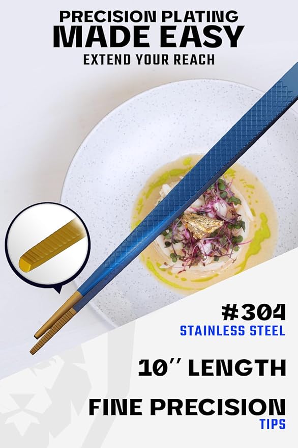 DALSTRONG Chef Tweezers Professional Kitchen Tongs-10" high-precision Tweezer Tongs for Cooking - Stainless Steel Blue w/vTitanium Coating-BBQ, Plating, Multi-use