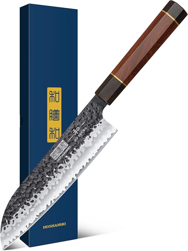 HOSHANHO 7" Santoku Knife, Japanese High Carbon Steel Kitchen Chef Knife