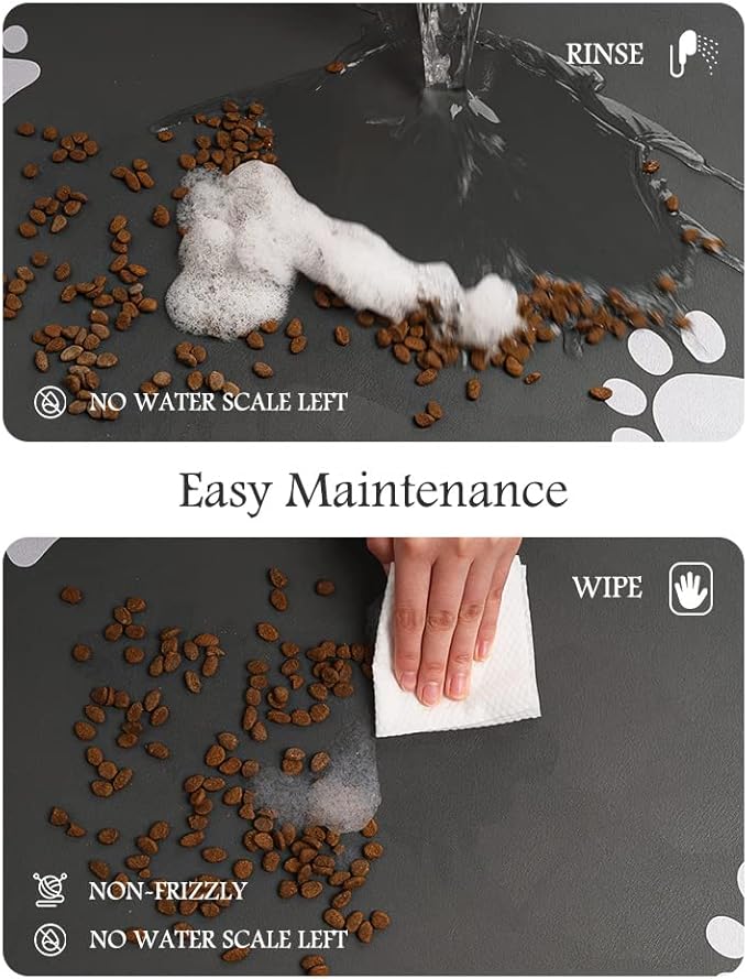PADOOR Pet Feeding Mat-Absorbent Dog Mat for Food and Water Bowl-No Stains Easy Clean Dog Food Mat-Quick Dry Water Dispenser-Puppy Supplies Accessories