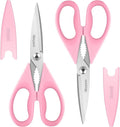 iBayam Pink Kitchen Scissors All Purpose Heavy Duty & Comfort Grip & Cover
