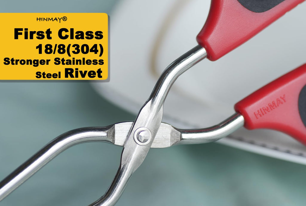 HINMAY 13-Inch Stainless Steel Scissor Tongs with Comfort-Grip Handle