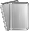 Aluminum Baking Sheet Set, 2 Pack Sheet Pan, Commercial Quality Cookie Sheets for Baking or Roasting Non-Stick, 15 x 10 Inch Warp Resistant Aluminum Jelly Roll Baking Pan