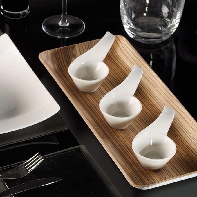 Villeroy & Boch NewWave Collection Round Dip Bowl with Handle, Premium Porcelain, Made in Germany, 2oz capacity, White