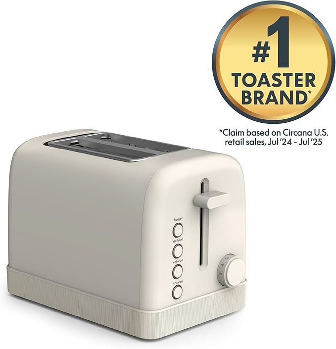 bella 2-Slice Toaster with Extra Wide Slots and 6-Shade Control, Oatmilk