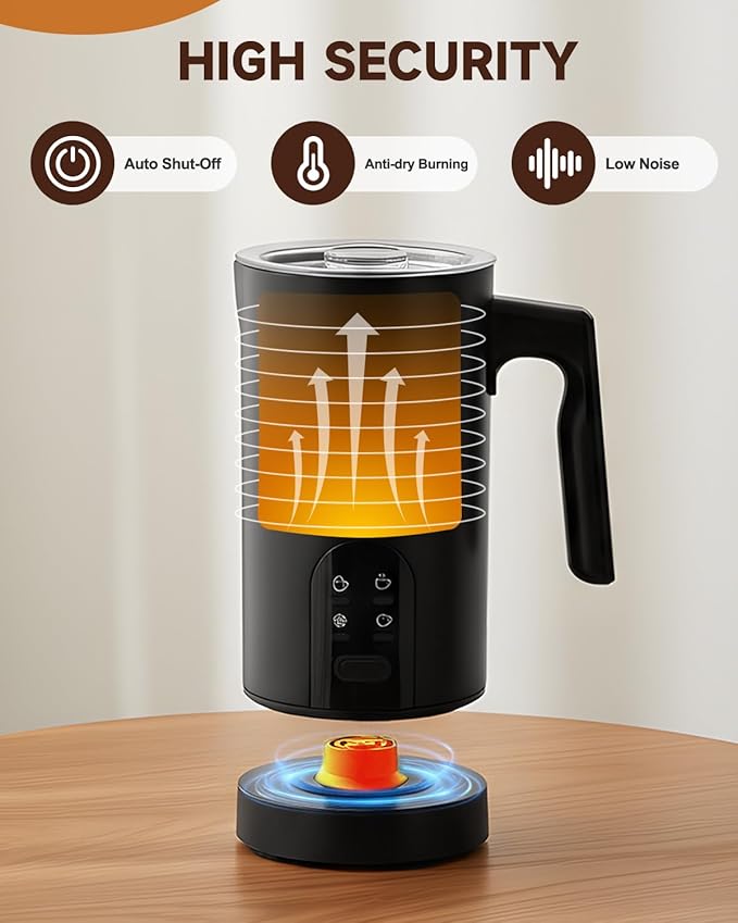 Torlaist Electric Milk Frother, 4-in-1 Automatic Milk Steamer & Foamer 11.8oz/350ml, Automatic Hot and Cold Foam Maker and Milk Warmer for Latte, Cappuccino, Matcha, Hot Chocolate Red