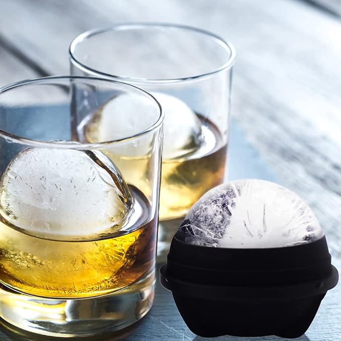 Helpcook Silicone Ice Ball Molds with Built-in Funnel for Whiskey,Set of 2