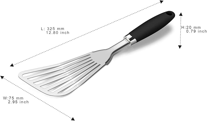 JXWING 304 Stainless Steel Fish Spatula, Thin Flexible Slotted Turner