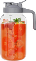 JunVpic Glass Pitcher with lid, 64 oz Wide Mouth Mason Jar