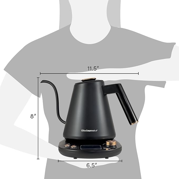 Elite Gourmet EKT3001 1L Digital Kettle, 304 Stainless Steel, Matte Black