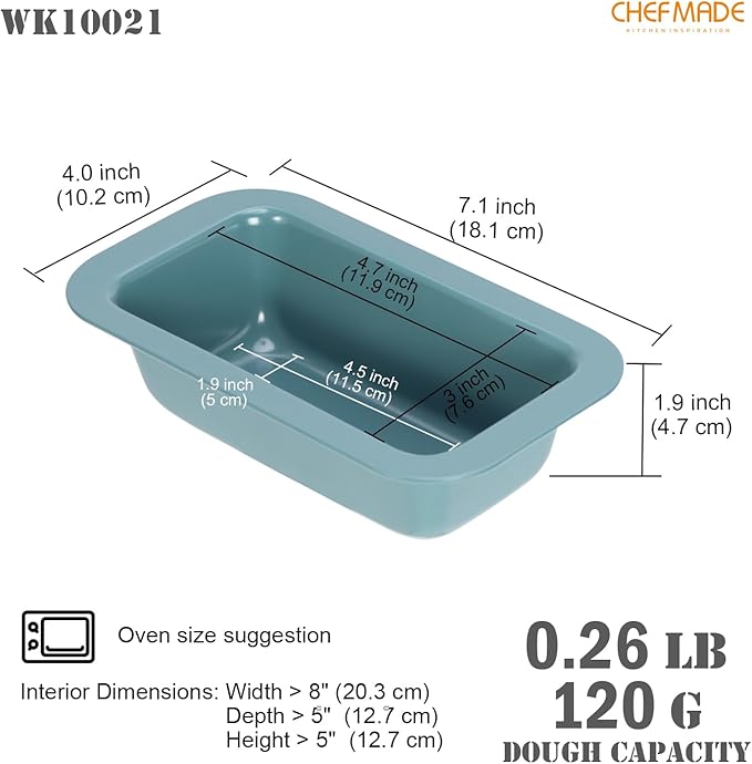 CHEFMADE Mini Bread Loaf Pan, Nonstick 3" x 5.8" Oven Meatloaf Bakeware