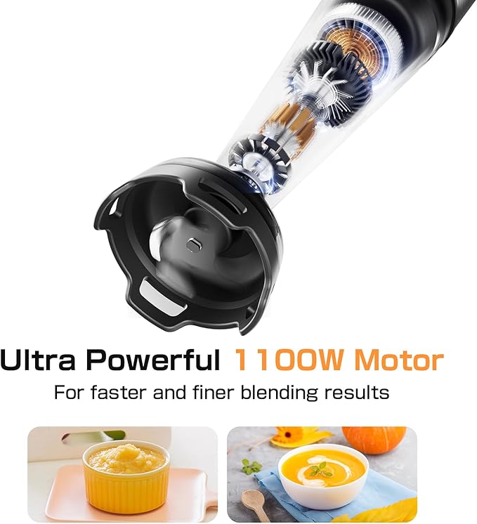 Turelar Immersion Blender Handheld 3-in-1 Hand Blender Set 1100W Heavy Duty