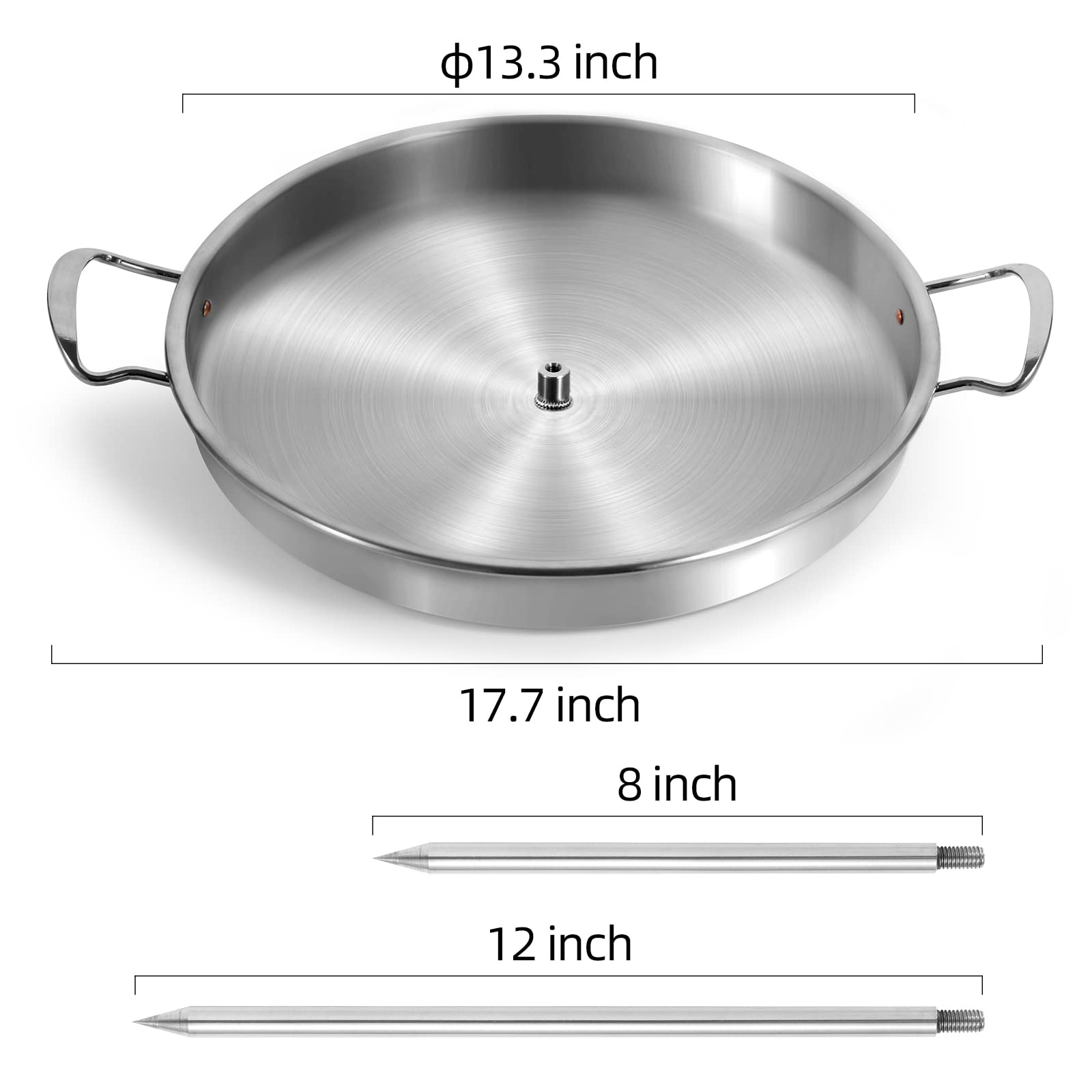 IDAKOS Food-grade 304 Stainless Steel Vertical Skewer Stand with Drip Pan, Anti-Tilt Spit Rack for BBQ Oven Al Pastor Shawarma Kebab