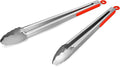 304 Stainless Steel Kitchen Cooking Tongs, 14 & 16 Inch, Set of 2, Red