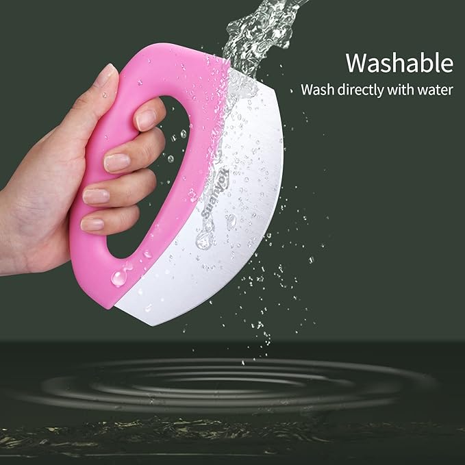 Suanyok Pizza Cutter Stainless Steel Rocker Blade with Cover(Pink)