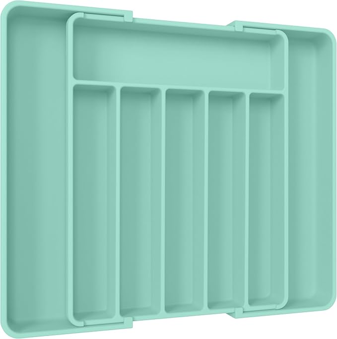 Aujen Silverware Drawer Organizer, Adjustable Utensil Cutlery Tray