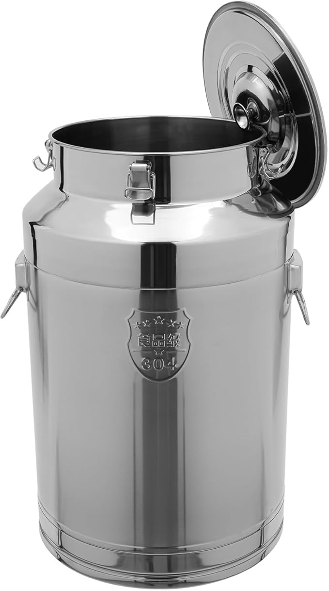 Fifizoo 304 Stainless Steel Milk Can - 20 Gallon (76 Liter) Heavy Duty Airtight Food Storage Container for Milk, Wine, Oil - Ideal for Home, Farm, and Commercial Use