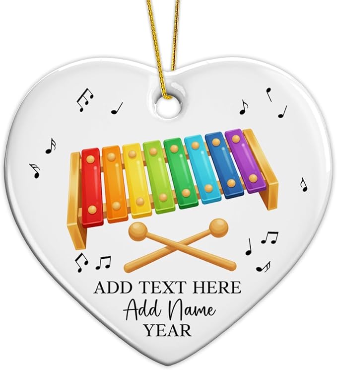 Personalized Xylophonist Christmas Ceramic Ornament, Custom Text Name & Year Xylophone Xmas Ornament, Xylophone Player Xmas Tree Hanging Ornaments 2026, Gift for Men Women Instrument Lover