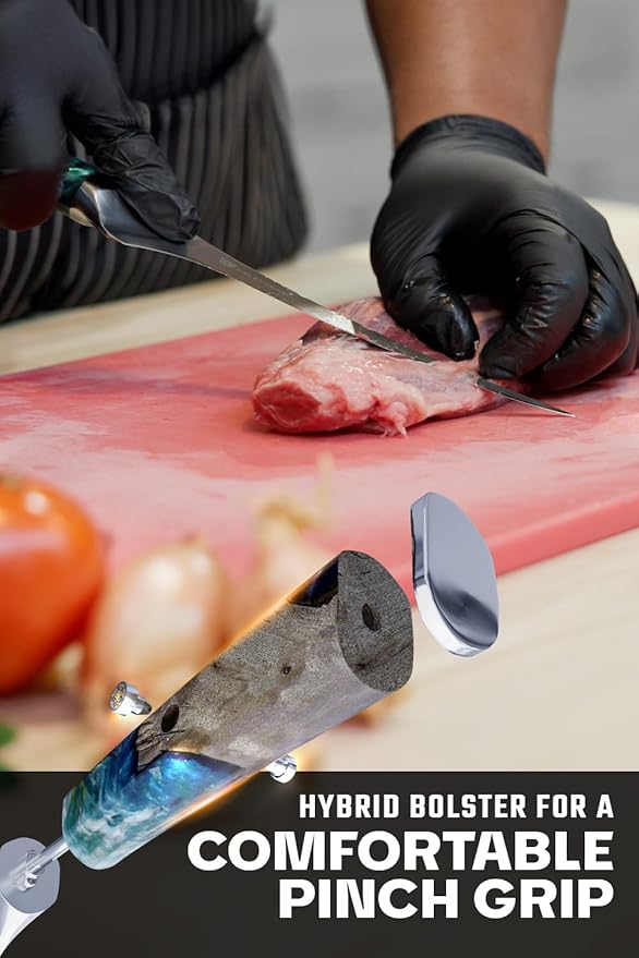 Dalstrong Valhalla 7" Fillet Knife — Flexible High-Carbon Blade (8–12° Edge), Unique Wood Resin Handle - For Filleting Fish, Deboning Proteins, Trimming Silverskin — Leather Sheath, Customer Support