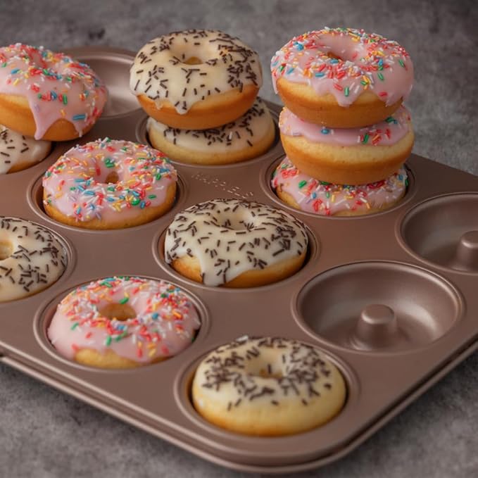 HAPPIELS 12 Well Donut Pan Nonstick, PFOA & BPA Free