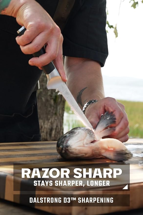 Dalstrong 7" Fillet Knife — Forged German HC Steel, 58+ HRC, Flexible Blade — For Filleting Fish, Boning Chicken & Silverskin Trimming — POM Handle, Full Tang, Sheath, Vanquish, customer support