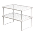 Amazon Basics Space-Saving Stackable Metal Kitchen Cabinet Organizer Shelves for Dishes, Pantry Organization, 12.5" L x 8" D x 4.5" H, Set of 2, White