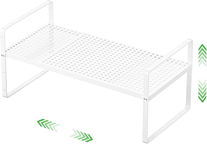 SOFRON Expandable Storage Shelf, Stackable Organizer Rack, White Small 1 PK