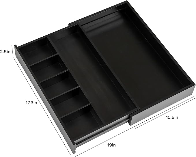 KitchenEdge Utensil & Junk Drawer Organizer, 10.5-19 in, Black Bamboo