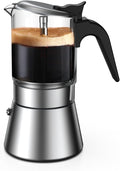 SIXAQUAE Moka Induction Stovetop Espresso Maker,Crystal Glass-top & Stainless Steel Espresso Moka Pot,Classic Italian coffee maker,240ml(6cup)