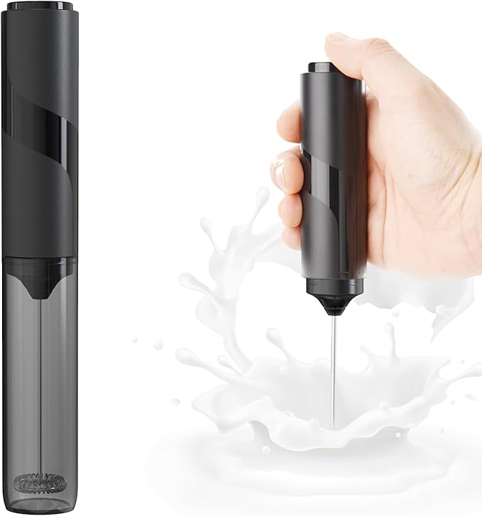 Soenglyun Electric Milk Frother Handheld Foam Maker, Black
