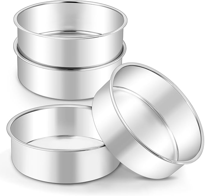 LIANYU 6 Inch Cake Baking Pan Set of 4, Stainless Steel Round Cake Bake Pan