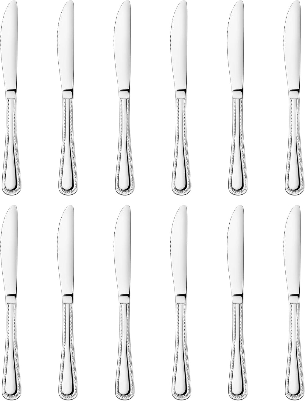 New Star Foodservice Bead Pattern Stainless Steel Dinner Knife, 8.5-Inch, Set of 12, Commercial Grade