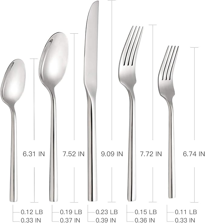 Kelenfer Silverware Set with Hexagon Handle 60 Piece Service for 12