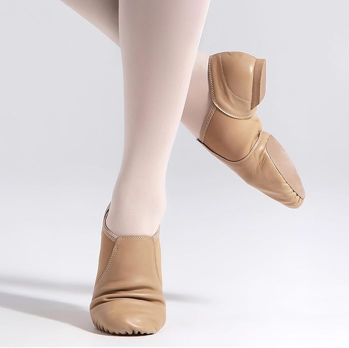Stelle Jazz Shoes for Women Leather Dance Shoes Unisex (Tan,4MW)